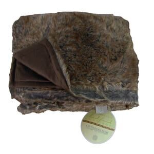 NEW Eskimo Brown Faux Fur & Fleece THROW 50x60 BLANKET Bedford Cottage Kennebunk